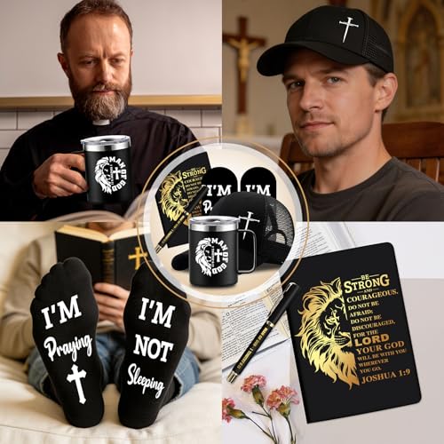 Christian Gifts for Men - Faith, Bible Verse Mug & Religious Accessories Set
