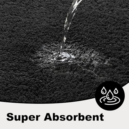 TYUU Black Bathroom Rug, Non-Slip Washable Bath Mat 16" x 24"
