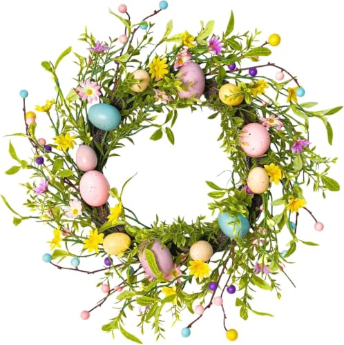 Artificial Christmas Wreath 20 Inch Red Berry Front Door Holiday Decor - Easter Egg Variant