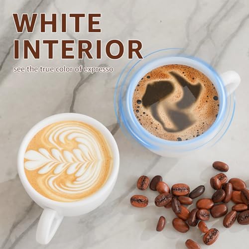Pilnocok Ceramic Espresso Cups Set of 2 - 2.5 oz White Demitasse Coffee Mugs