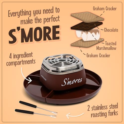 Tabletop Indoor Electric S'mores Maker Kit with Roasting Forks & Trays