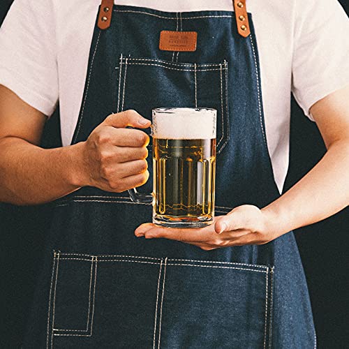 8-Pack 20 oz Heavy Glass Beer Mugs with Handle - Classic Beer Steins
