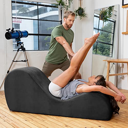 Modern Foam Yoga Chaise Lounge for Stretching, Exercise & Relaxation, Black