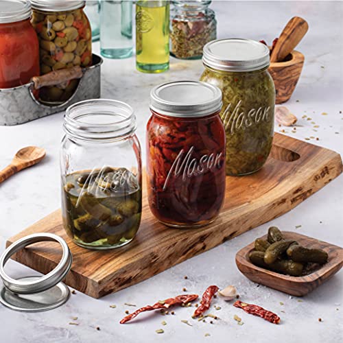 32 oz Wide Mouth Glass Mason Jars with Airtight Lids - 2-Pack