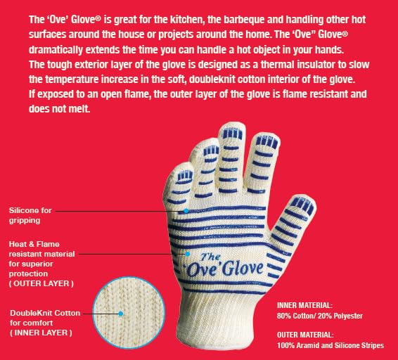 Heat Resistant 5-Finger Oven Mitt - Flame Resistant Kitchen Glove