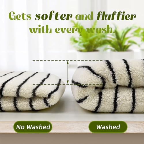 Jacquotha Black and White Striped Cotton Hand Towels 14x29