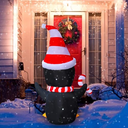 4 Ft Inflatable Christmas Penguin with Scarf & Candy Decor for Yard & Indoor Holiday Party