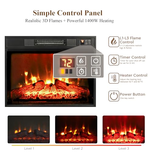 72 Inch Electric Fireplace TV Stand with Mantel and LED Lights