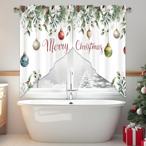 AYTTBIS Christmas Swag Curtain Valance 36x36 in, 2 Pack Red