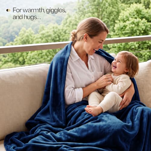 Utopia Bedding King Size Navy Fleece Blanket 90x102 Inches - Soft & Cozy Bed Cover