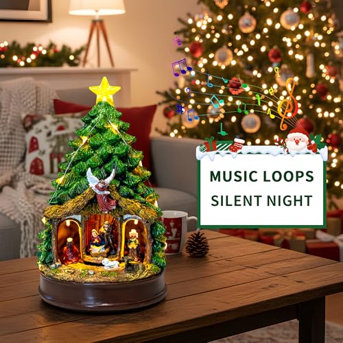Lighted Animated Nativity Scene - Musical LED Christmas Tabletop Figurine