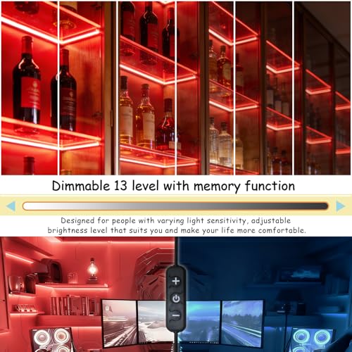 50ft Red LED Strip Lights, Dimmable Rope Lighting with Memory Function