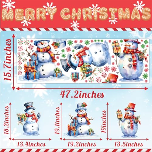 Kokolap Red & Green Snowman Christmas Window Clings Double Sided Holiday Decor
