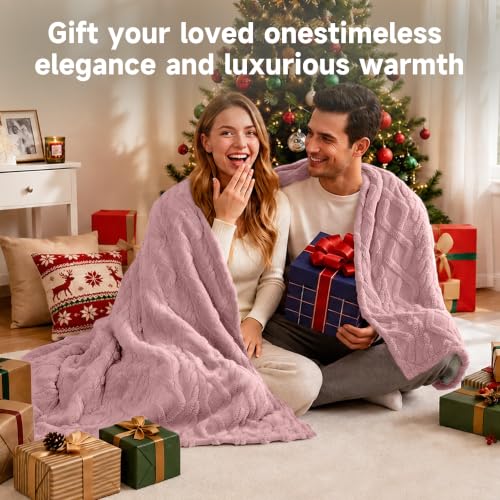 Soft Heated Throw Blanket 50''x60'', Pink - Auto Shut-Off & Fast Heating