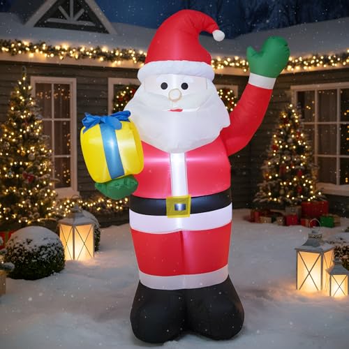 DROFELY 4 FT Christmas Inflatable Santa with Gift Box - Outdoor Yard Decor