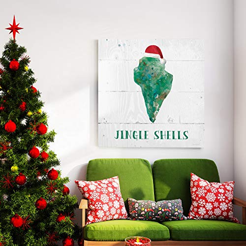 Renditions Gallery Jingle Shells with Santa Hat Wall Art - 24x24 in Ready to Hang