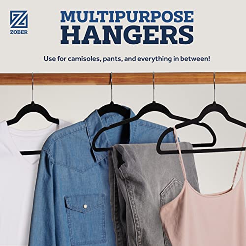 Black Velvet Clothes Hangers 50 Pack - Non-Slip Coat & Pants Hangers