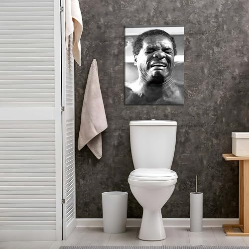Funny Bathroom Canvas Wall Art Set - Vintage Black & White Comedy Movie Posters 12x16in