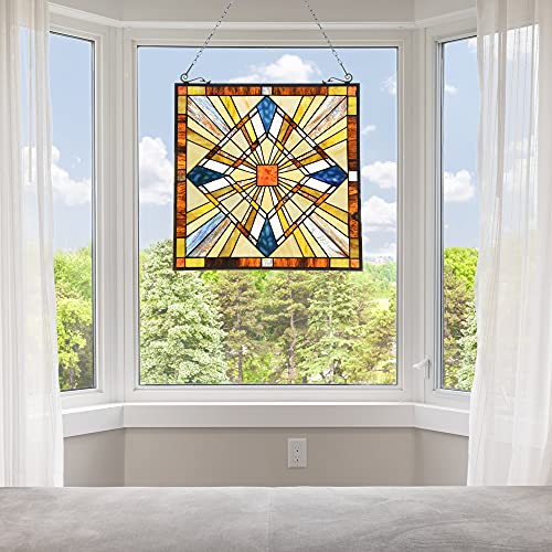 Handcrafted Stained Glass Window Panel 20" x 20" - Tiffany Style Suncatcher
