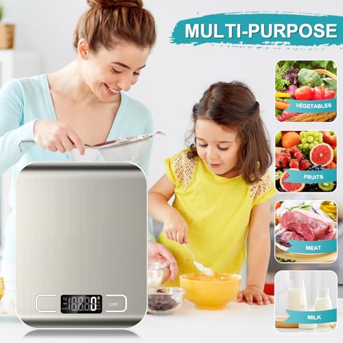 Digital Kitchen Food Scale 11lb, 1g Precision Stainless Steel Scale