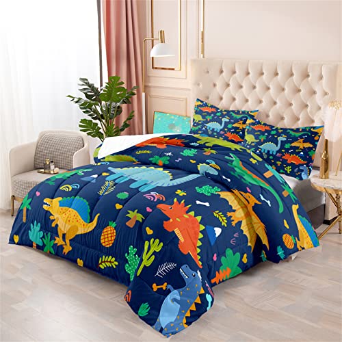 Cute Cartoon Dinosaur Bedding Set - Full Size Comforter with Pillowcases
