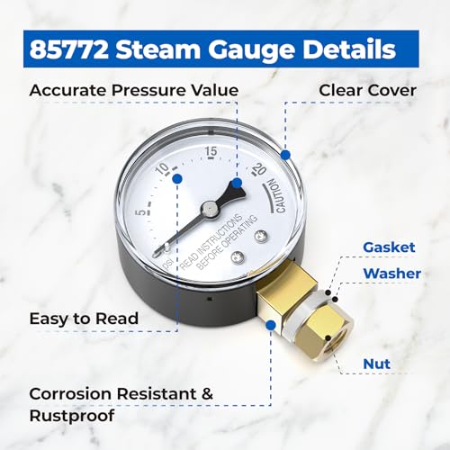 Pressure Canner Steam Gauge Replacement 0-20 PSI for Pressure Cookers