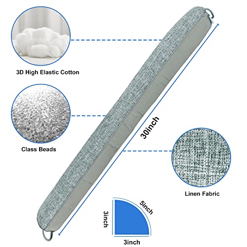 Weighted Door Draft Stopper - 30 Inch Triangular Under Door Gap Filler, Gray