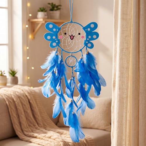 Blue Axolotl Dreamcatcher Wall Hanging Decor for Bedroom