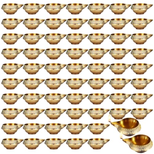 70 Pcs Brass Kuber Diya Oil Lamps for Diwali Decoration