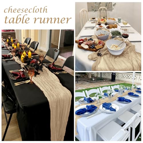 12-Pack Beige Cheesecloth Table Runners, 17 x 108 Inch Gauze Fabric