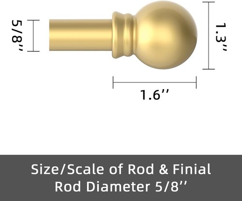 GXOACKJ Decorative Gold Curtain Rods - Heavy Duty Metal Set for Windows 32-48 Inch | 5/8 Inch Diameter