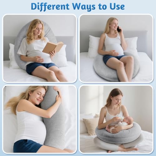 C-Shaped Memory Foam Body Pillow for Pregnancy & Side Sleepers