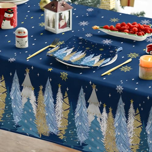 Horaldaily Christmas Tablecloth 60 x 104 Inch Blue Grey – Rectangular 60"x104"