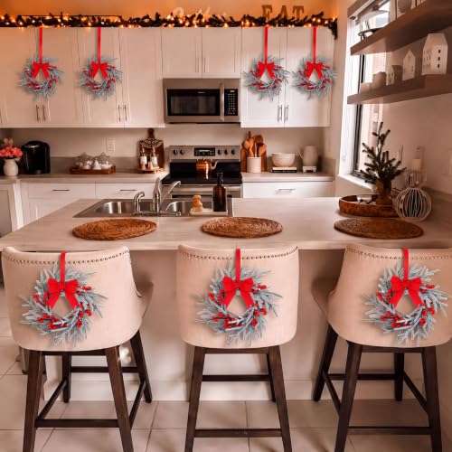 8-Pack Mini Christmas Wreaths, 8.4-Inch Artificial Pine Candle Rings