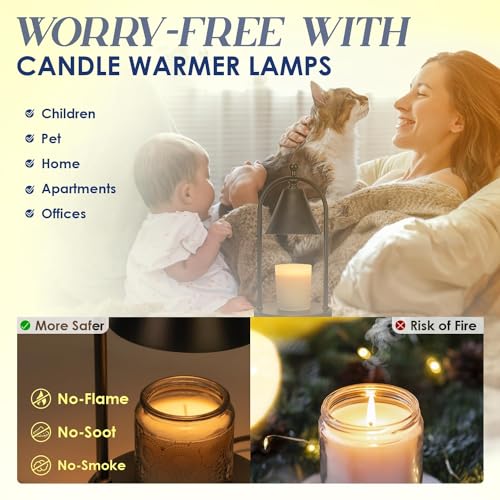 Dimmable Candle Warmer Lamp with Timer & 2 Bulbs - Black