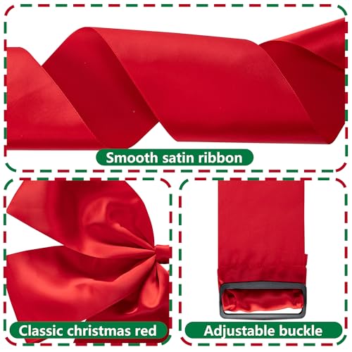 Extra Large Red Christmas Door Ribbon Bow - 14 Ft Giant Holiday Decor