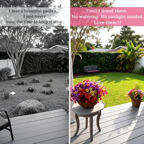 24-Piece UV-Resistant Artificial Outdoor Flowers for Planters & Porch