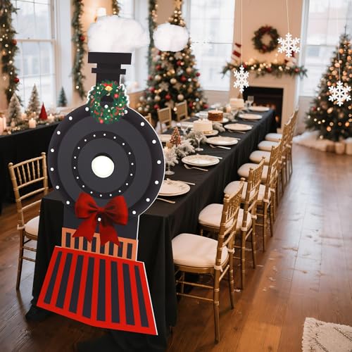 3 Set Christmas Express Train Cardboard Decor Props - Holiday Party Decorations