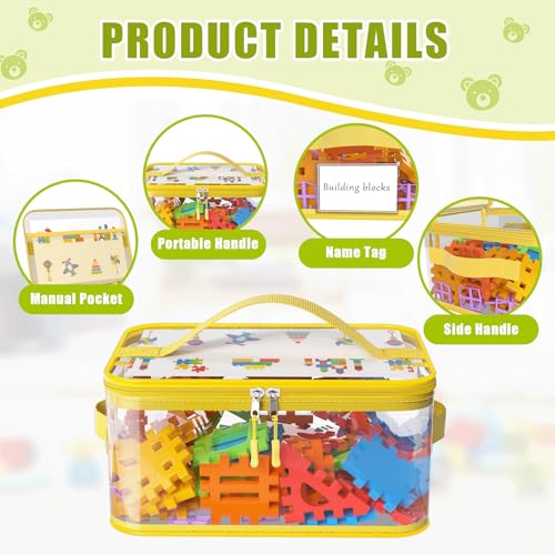 Clear Toy Storage Bags with Zipper & Handles - 8 Pack PVC Organizers