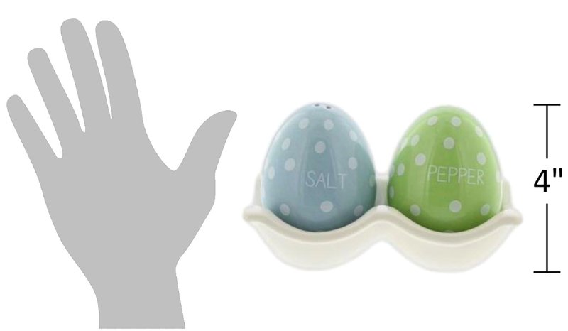The Bridge Collection 4" Polka Dotted Egg Salt and Pepper Shaker Set - 3 Piece Set - Easter Kitchen Items - Fun Salt and Pepper Shakers for Home Decor
