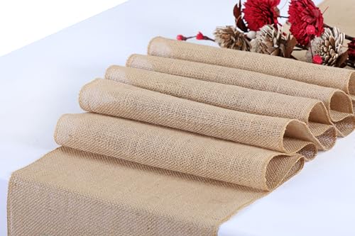 Natural Burlap Table Runners 12 x 108 Inches Pack of 12 - Rustic Farmhouse Decor