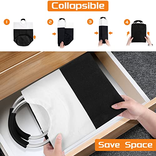 BlissTotes 90L Large Laundry Basket, Freestanding Collapsible Hamper with Aluminum Handles, Black Waterproof Fabric