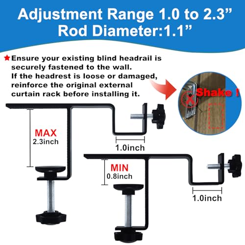 Adjustable Curtain Rod Bracket Set - No Drilling Magnetic Mount, Black