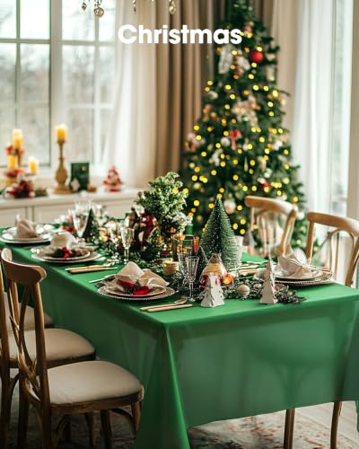Pureegg 8 Pack 54 x 108 Inch Green Disposable Plastic Tablecloth - Rectangle