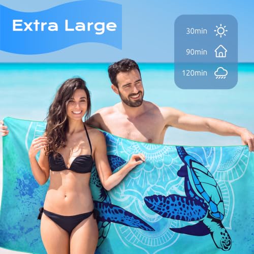 Oversized Microfiber Beach Towel, Extra Large Quick Dry Sandproof Travel Towel
