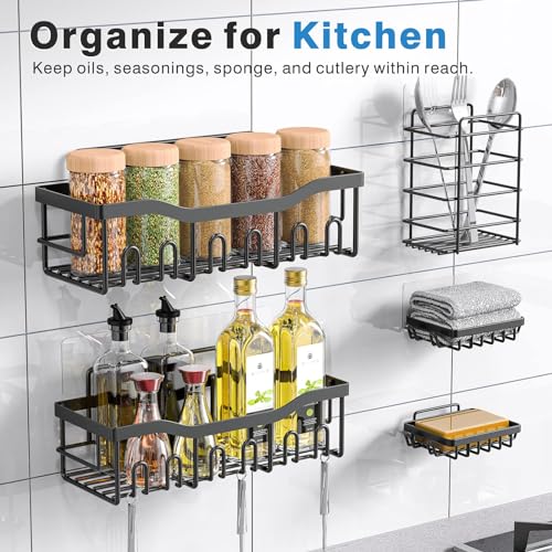 Eudele Adhesive Shower Caddy 5 Pack Rustproof Stainless Steel Bath Organizers