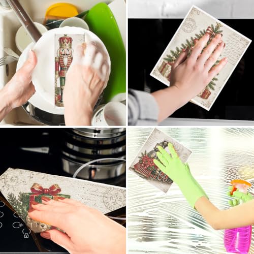 Retro Christmas Swedish Dishcloths (6 pack) – Deorfuy, 7x8 inches with Gift Box