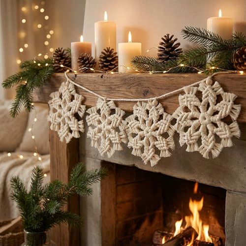 Handwoven Macrame Snowflake Coasters and Ornaments - Set of 6