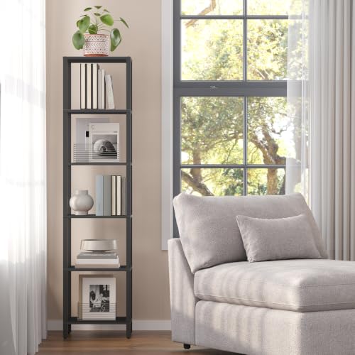6-Tier Tall Narrow Bookshelf, Skinny Storage Display Shelf for Small Spaces