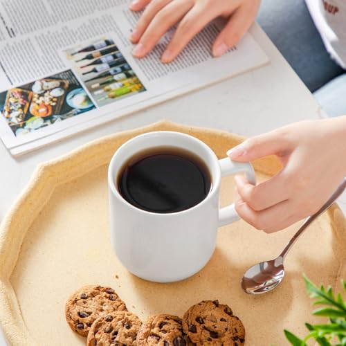 Vancasso 16 oz White Porcelain Coffee Mug Set - Durable Dishwasher & Microwave Safe, Ideal for Hot & Cold Beverages